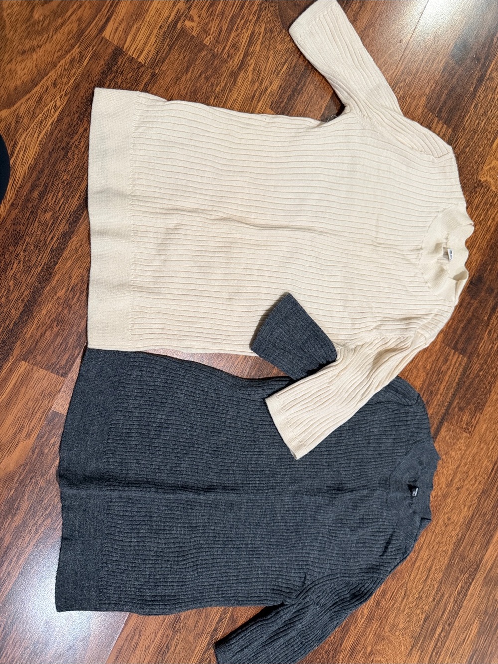 Uniqlo Ribbed Knit Sweaters - Cream and Charcoal